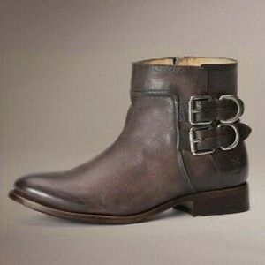 FRYE Molly Women's 8.5 Rustic Brown Leather Ankle Boots D-Ring Straps Distressed